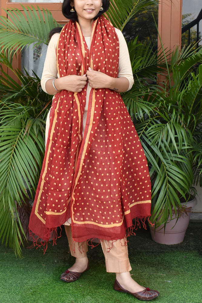 Elegant Hand Block Printed Pure Linen dupatta