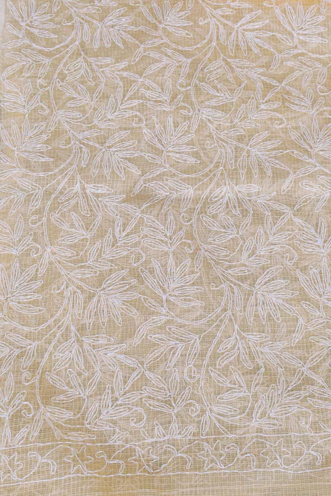 Hand Embroidered Chikankari Tepchi work Kota Doria fabric - (2.7 - 2.8 mtrs )