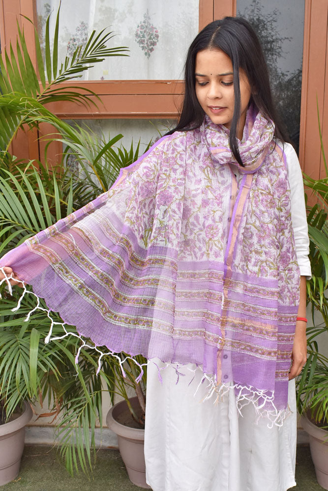 Hand Block Printed Kota Cotton Dupatta
