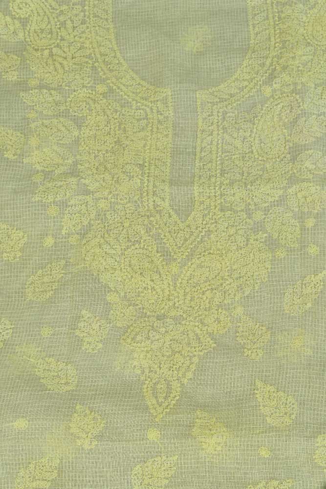Hand Embroidered Lucknow Chikankari Work Kota Cotton Fabric( kurta fabric only)