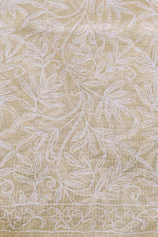 Hand Embroidered Chikankari Tepchi work Kota Doria fabric - (2.7 - 2.8 mtrs )