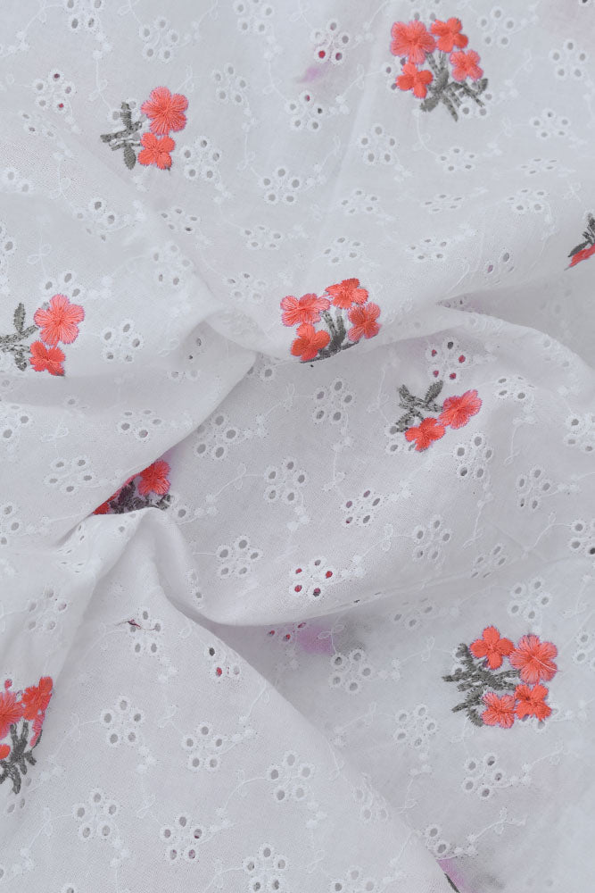 Beautiful cotton fabric with schiffli work & embroidery - 2.3 mtrs