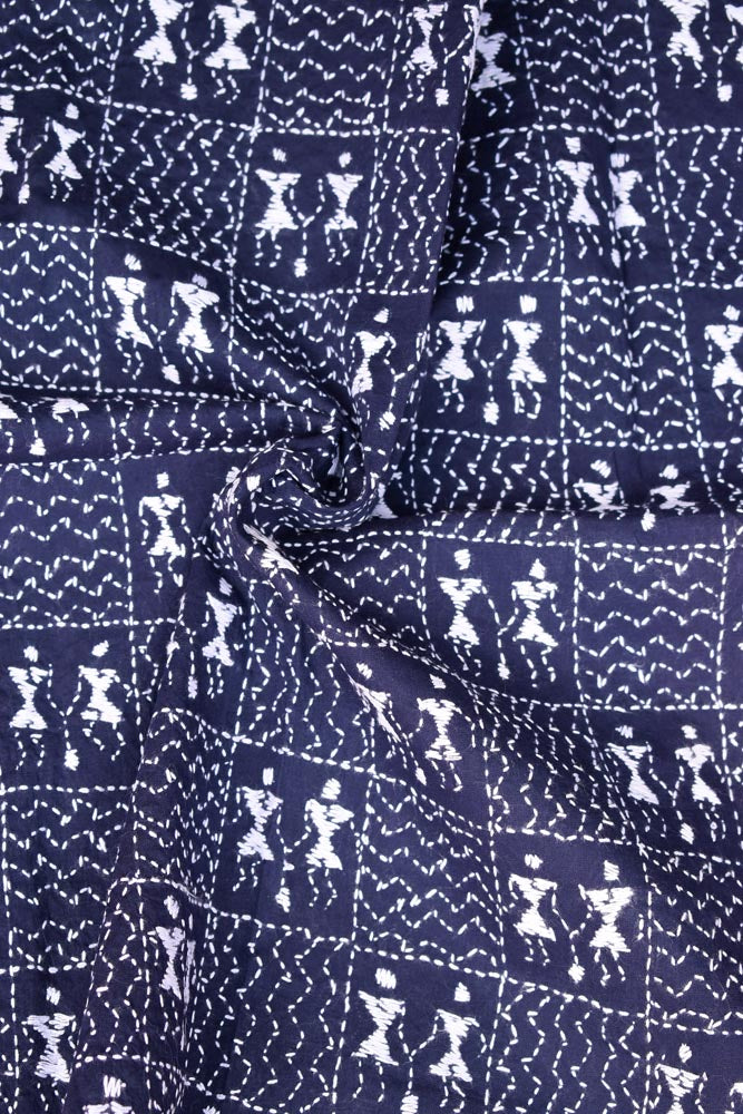 Cotton Blouse fabric with Hand Kantha work