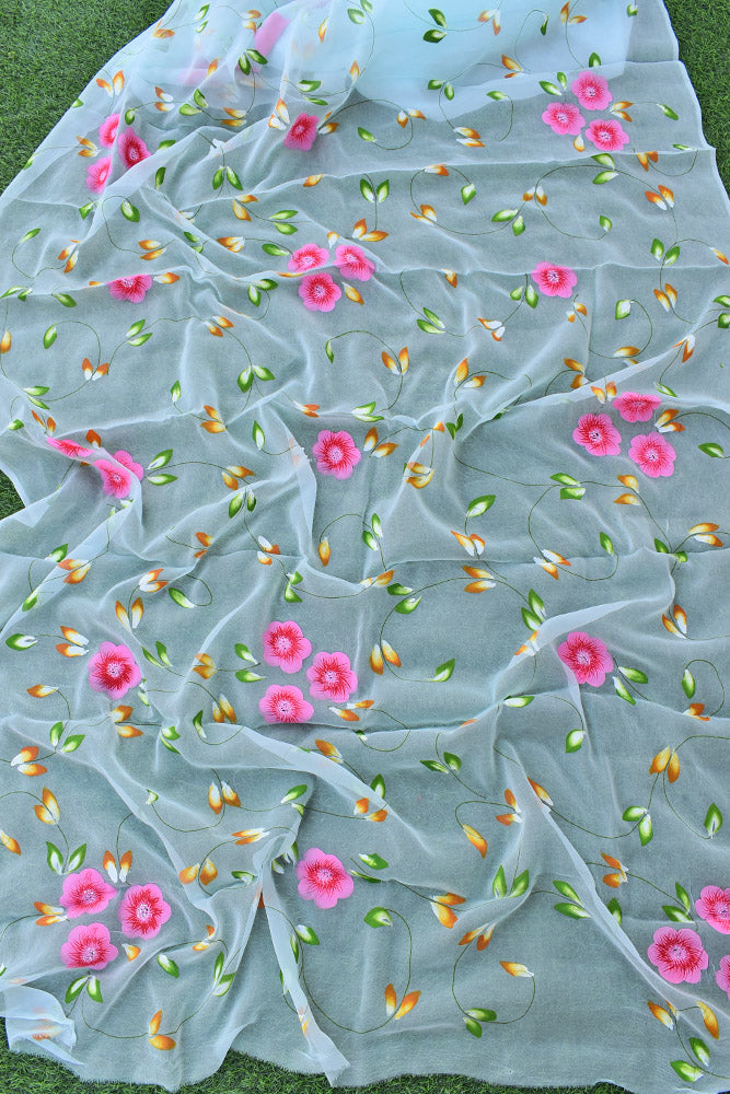 Prakriti : Beautiful Chiffon Saree with Hand Painted Floral Motifs