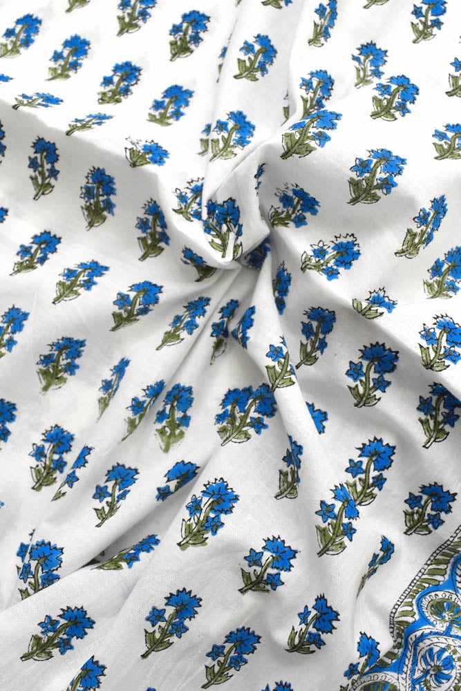Beautiful Hand Block Printed Running Cotton Fabric ( 2.5 mtrs cut)