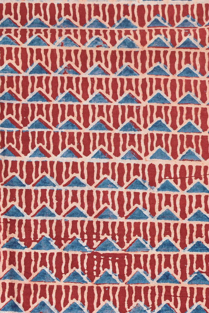 Ajrakh Hand Block Printed Cotton Fabric - 2.5 mtrs