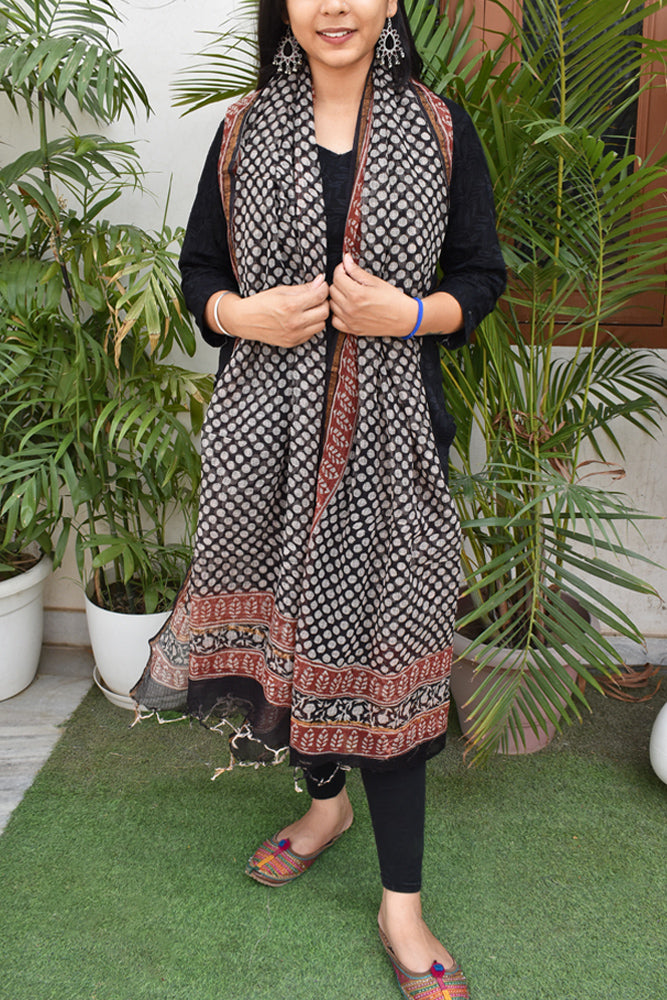 Hand Block Printed Kota Cotton Dupatta