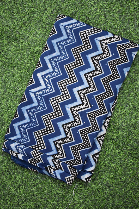 Beautiful Modal Silk Ajrakh Hand Block Print Fabric - 2.5 mtrs cut