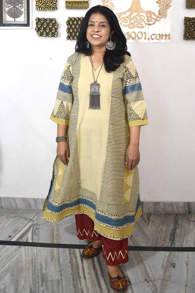 Designer Hand Block Printed Ajrakh cotton Kurta / Dress - Size 36 to 48( all sizes)