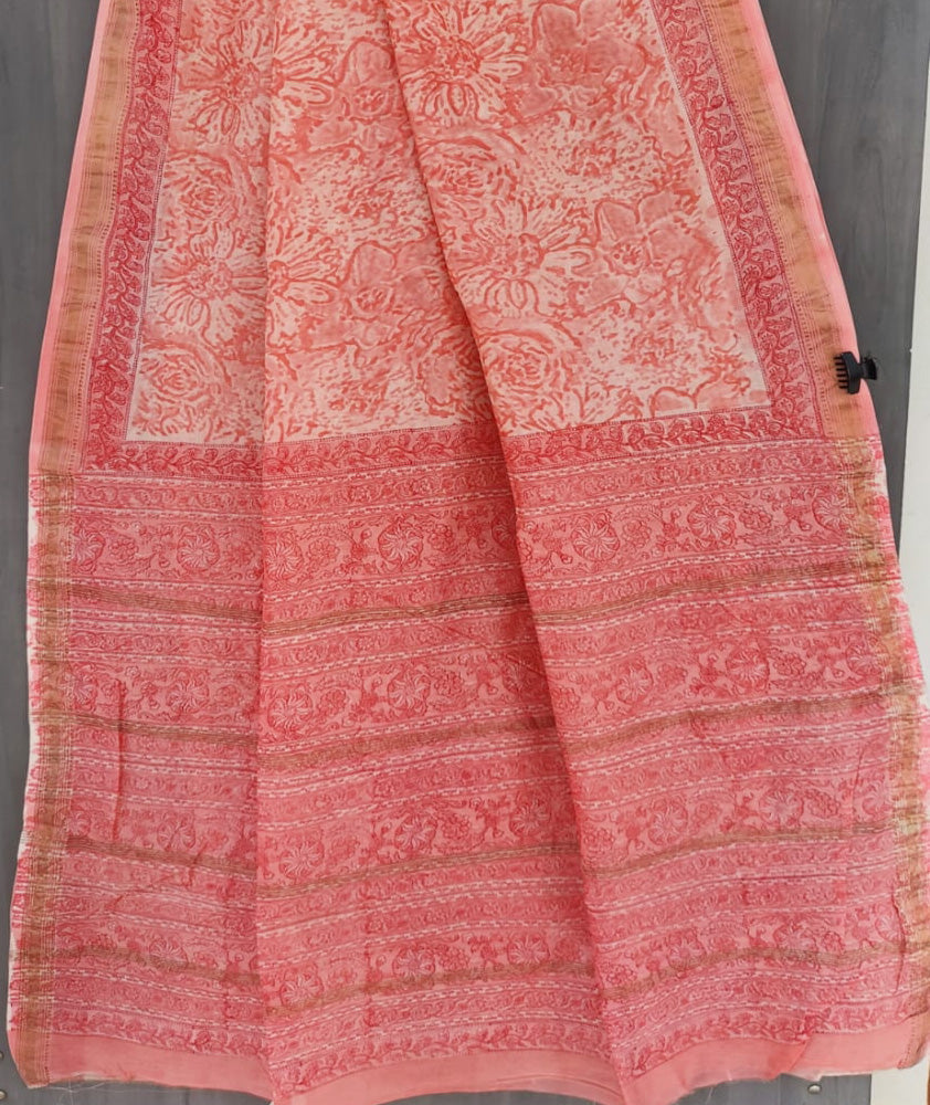 Mithya : Elegant Sanganer Hand Block Printed Maheshwari Saree