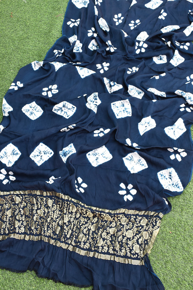 Beautiful Hand Crafted Shibori Modal Silk Dupatta with Tissue Lagdi patta palla