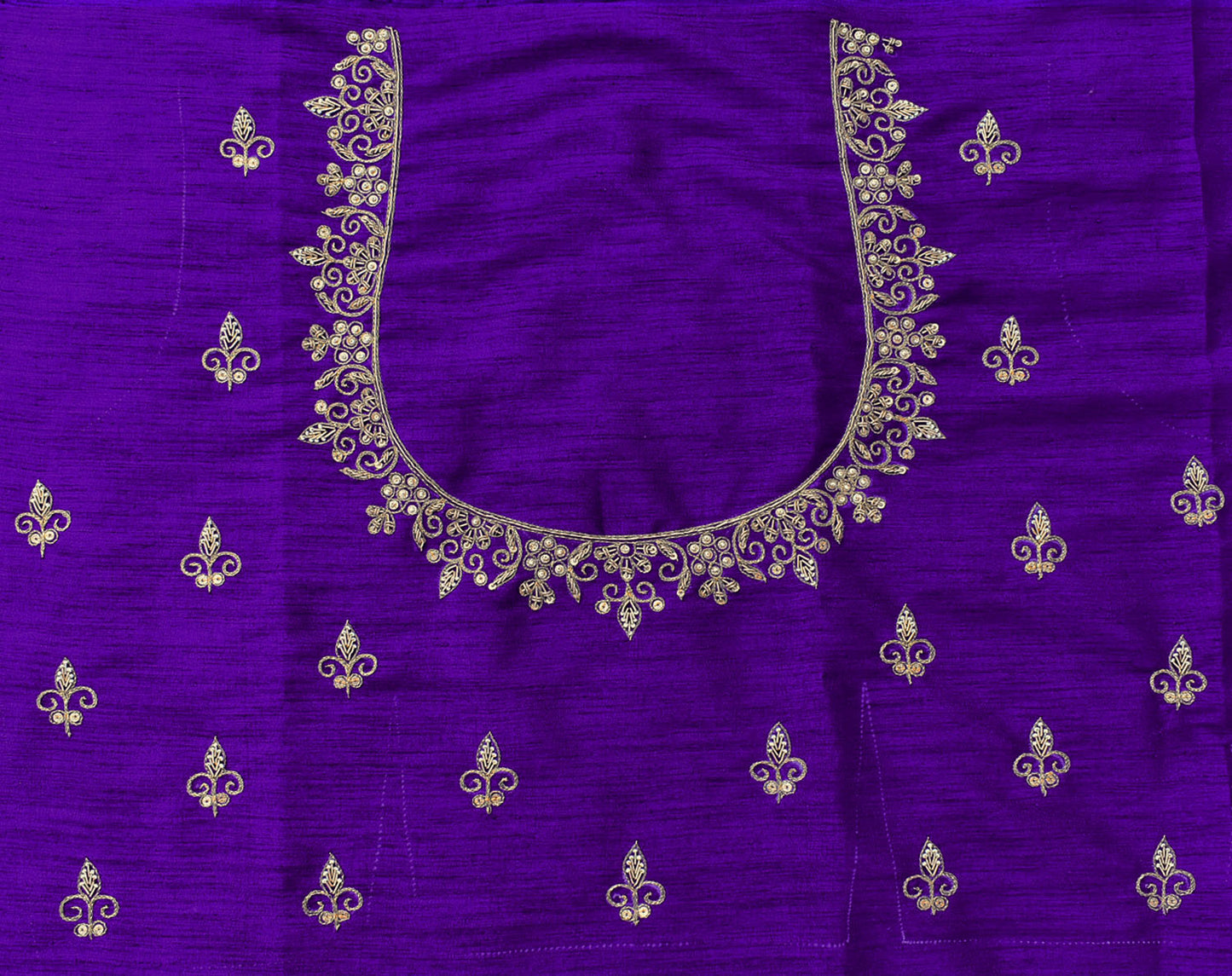 Intricate & Detailed Hand Zardozi, DaBka, Aari , Pearl & Sequin work Blouse Fabric on Art Silk Fabric