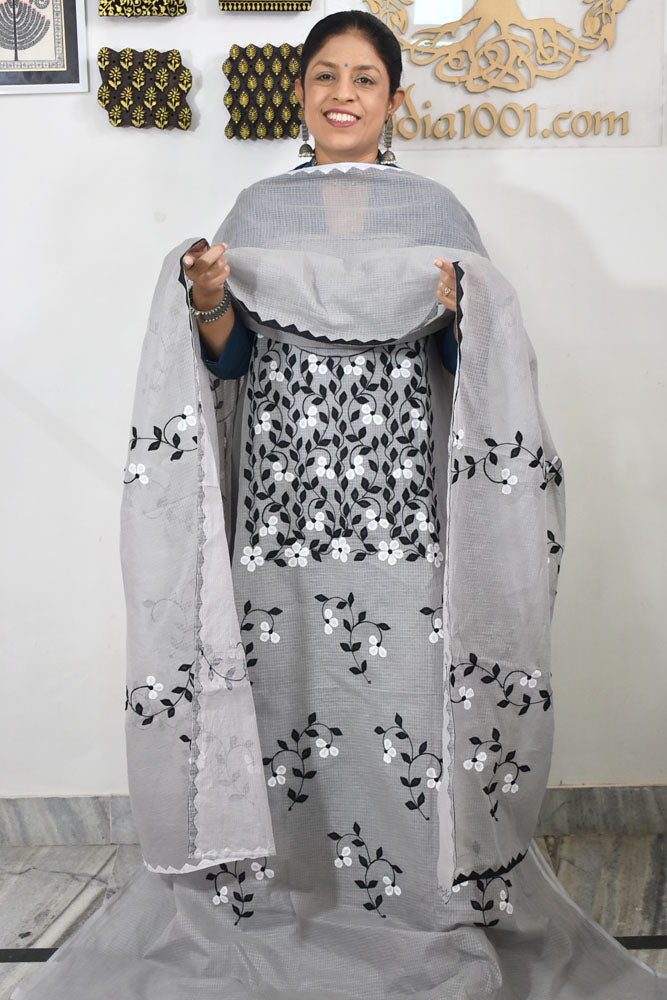 Elegant Kota Kurta & Dupatta set with Hand done Heavy Phool patti work