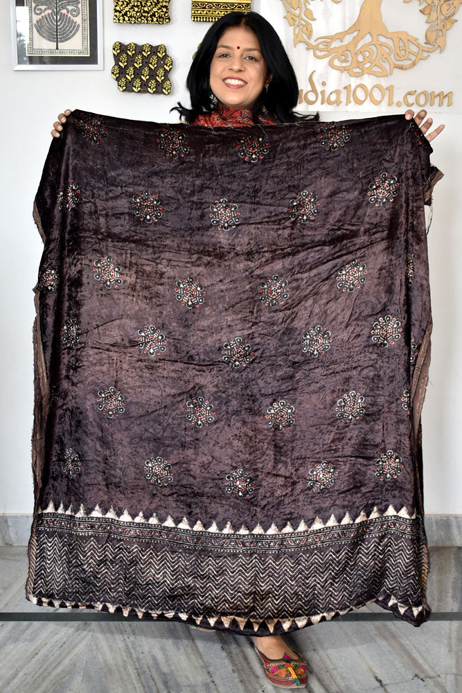 Ajrakh Velvet kurta fabric