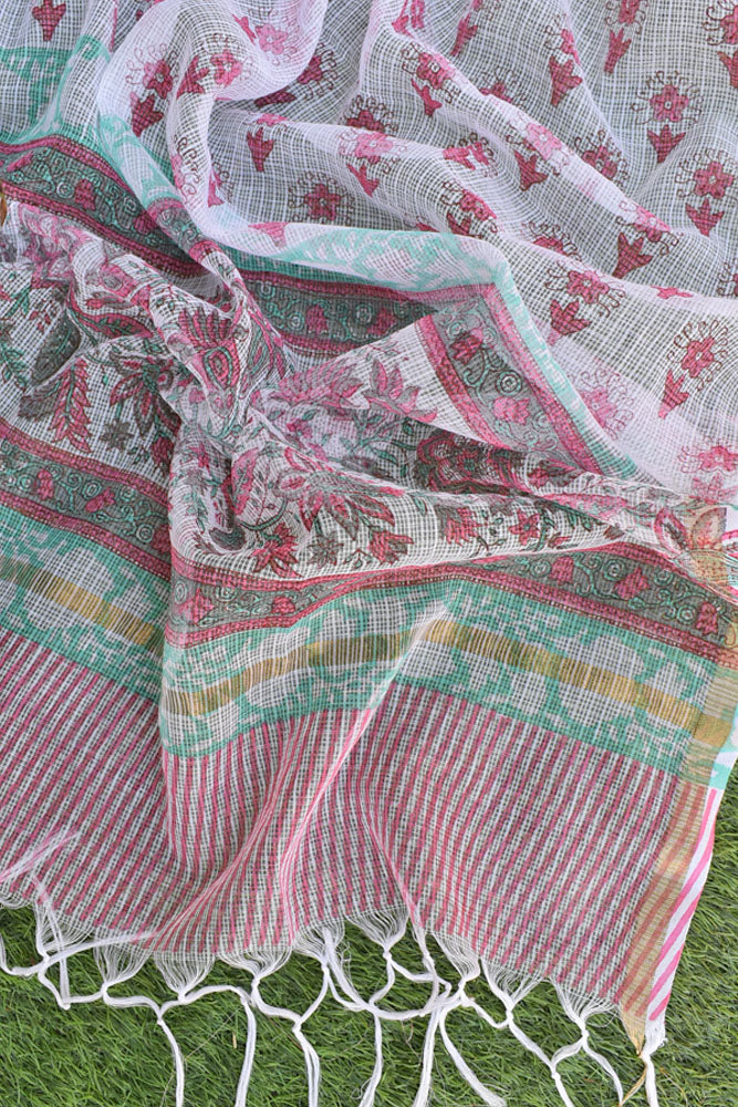 Hand Block Printed Kota Cotton Dupatta