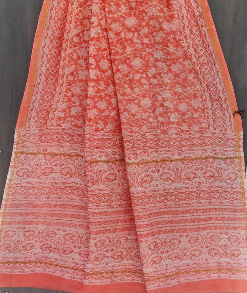 Beautiful Hand Block Printed Chanderi Silk Cotton Saree