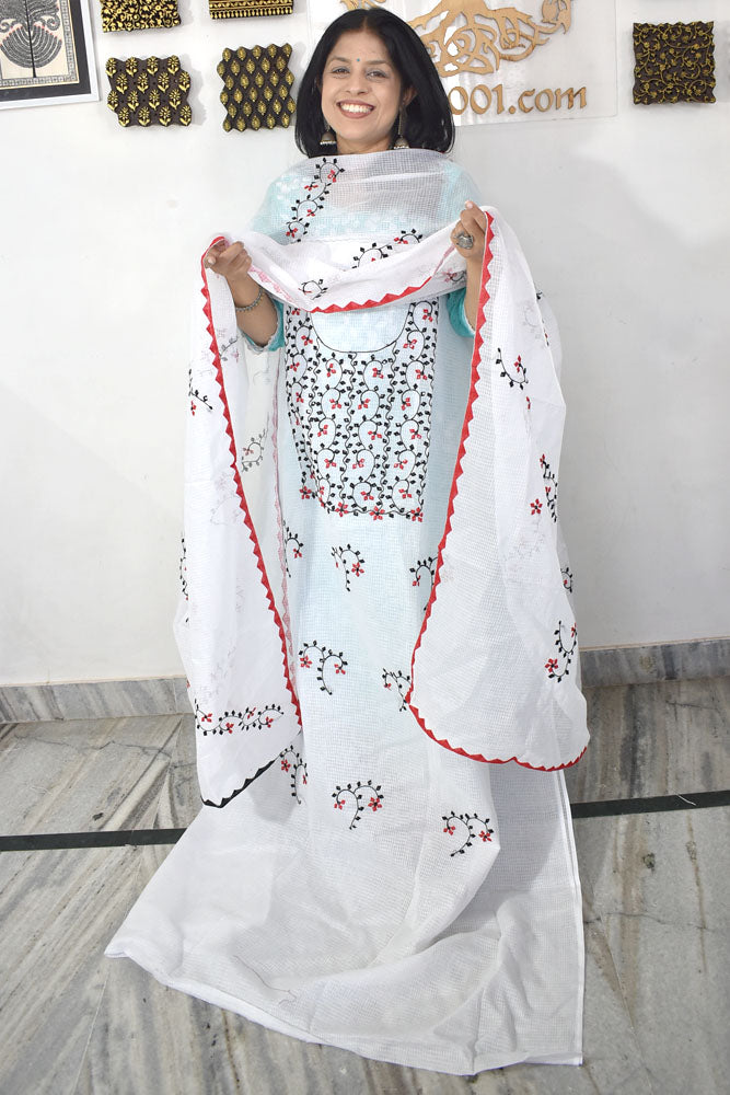 Elegant Kota Kurta & Dupatta set with Hand done Heavy Phool patti work & Cotton Bottom
