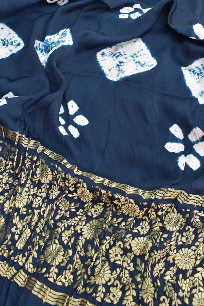 Beautiful Hand Crafted Shibori Modal Silk Dupatta with Tissue Lagdi patta palla