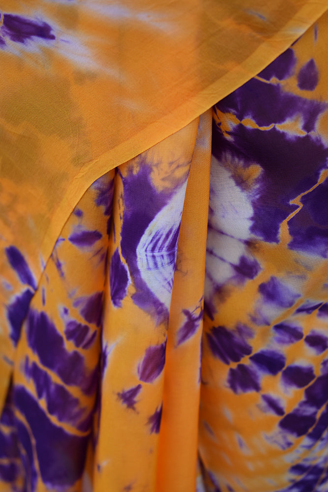 Semi Organza Saree with Hand Tie Dye work