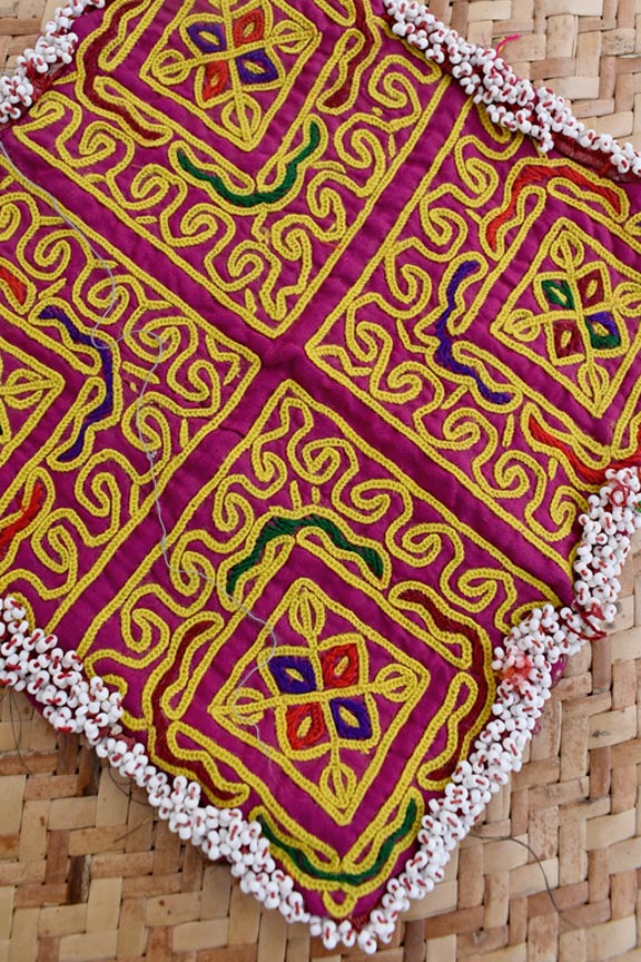 Authentic Vintage Hand Embroidered Banjara Afghani Tribal Patch with bead work