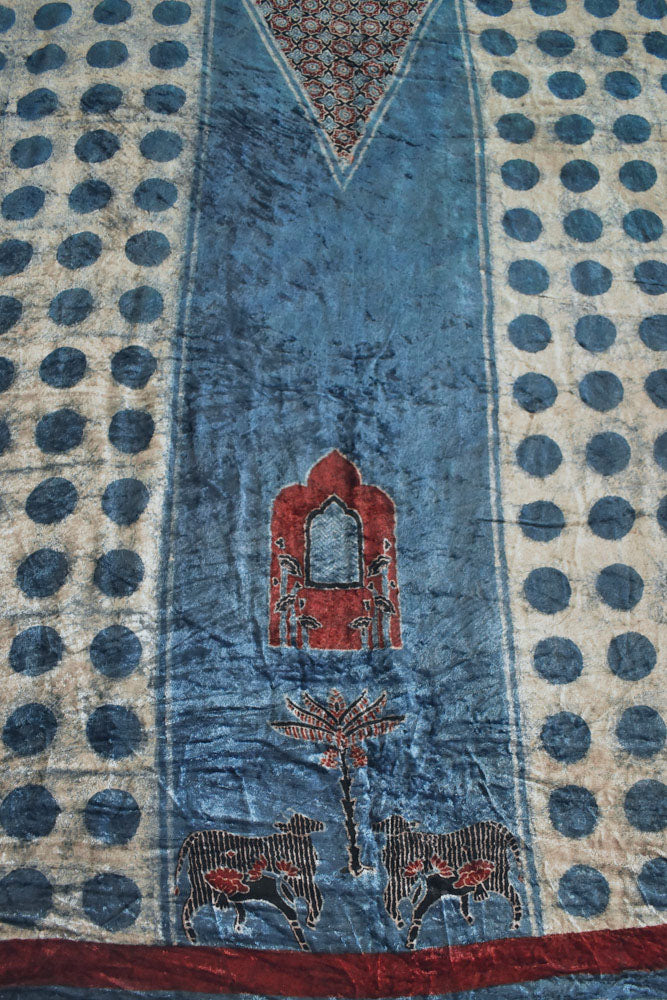 Ajrakh Velvet kurta fabric
