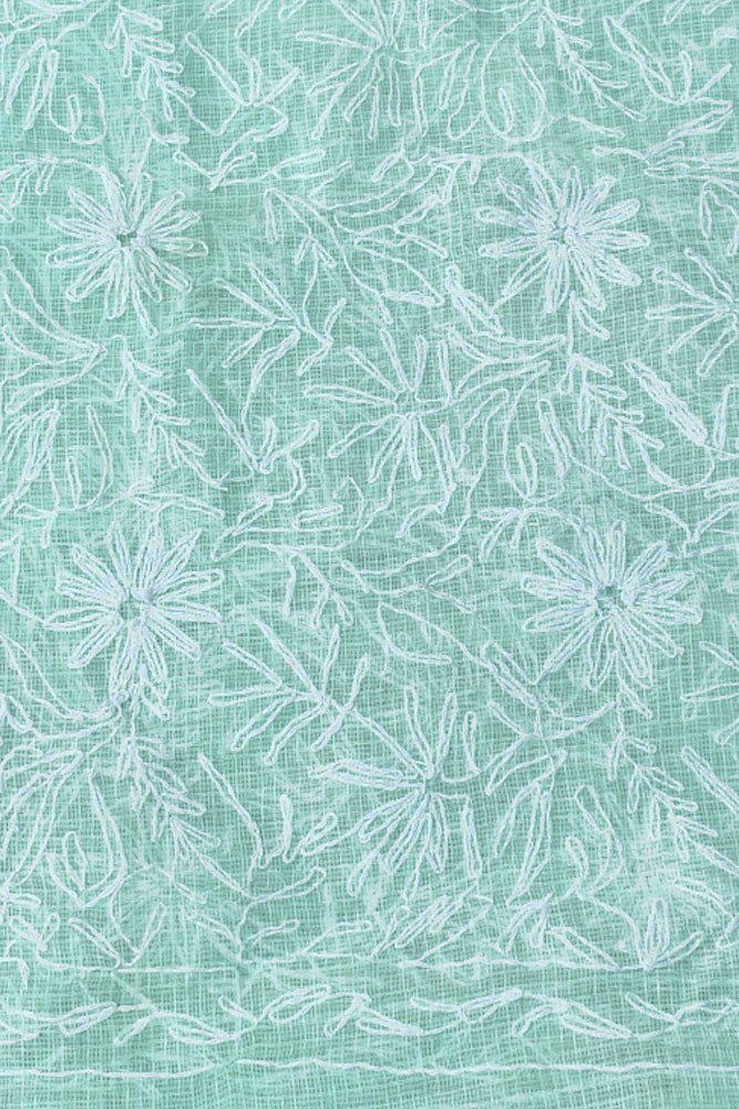 Hand Embroidered Chikankari Tepchi work Kota Doria fabric - (2.7 - 2.8 mtrs )