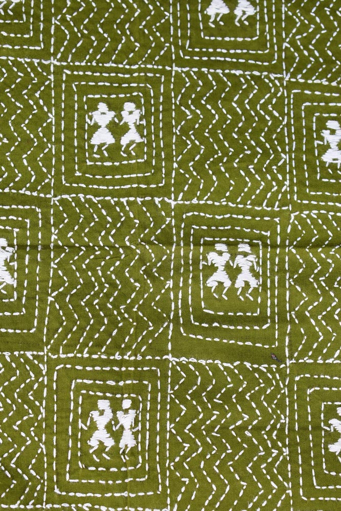Cotton Blouse fabric with Hand Kantha work
