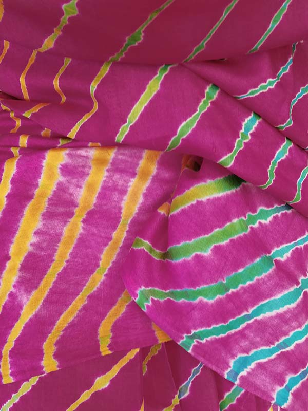 Beautiful Handcrafted Leheriya Tussar Silk Saree