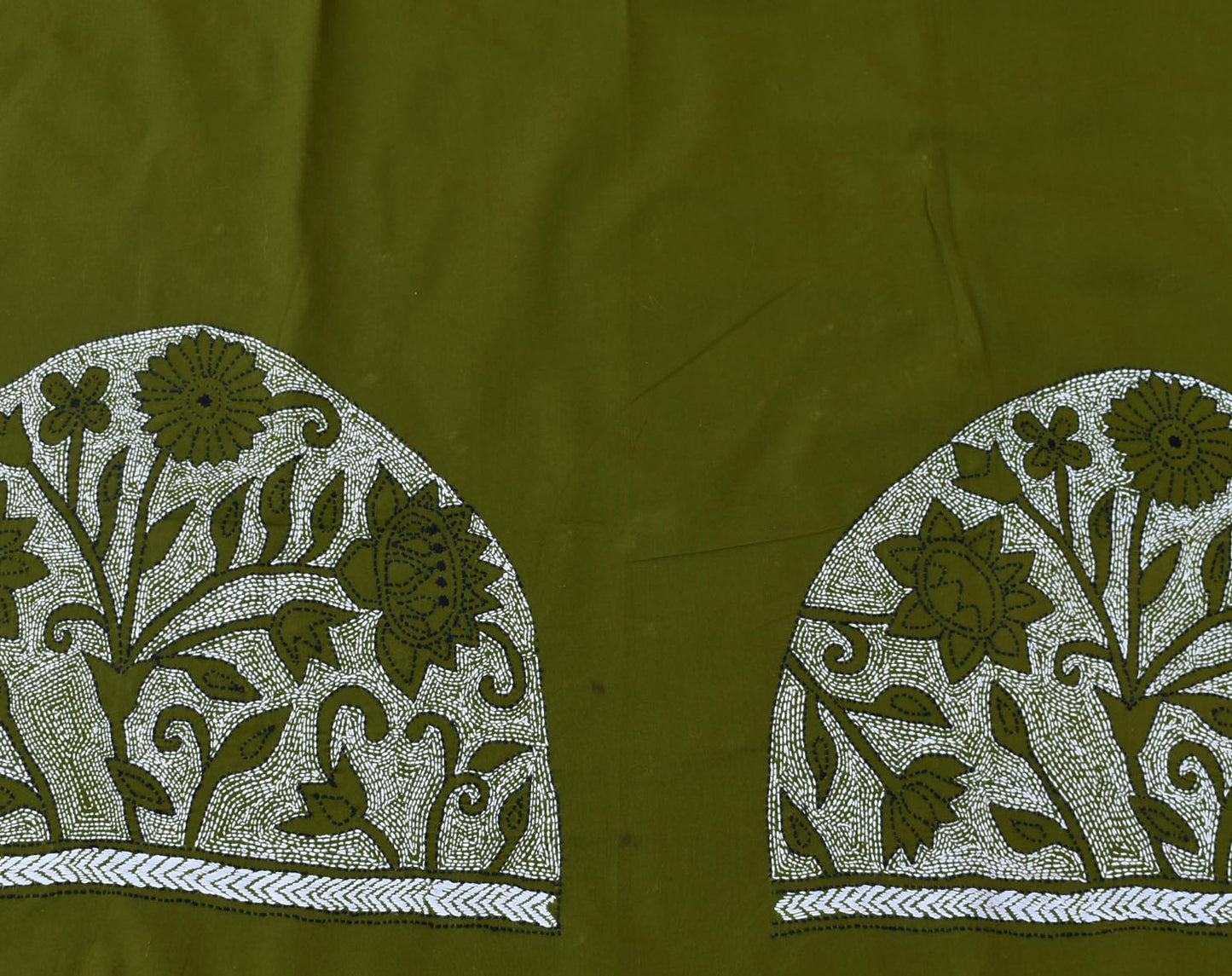 Cotton Blouse fabric with Hand Nakkshi Kantha work