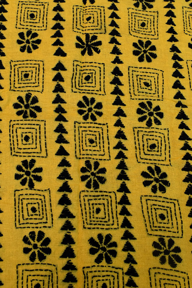 Cotton Blouse fabric with Hand Kantha work