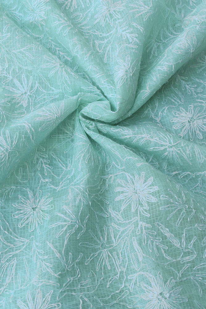 Hand Embroidered Chikankari Tepchi work Kota Doria fabric - (2.7 - 2.8 mtrs )