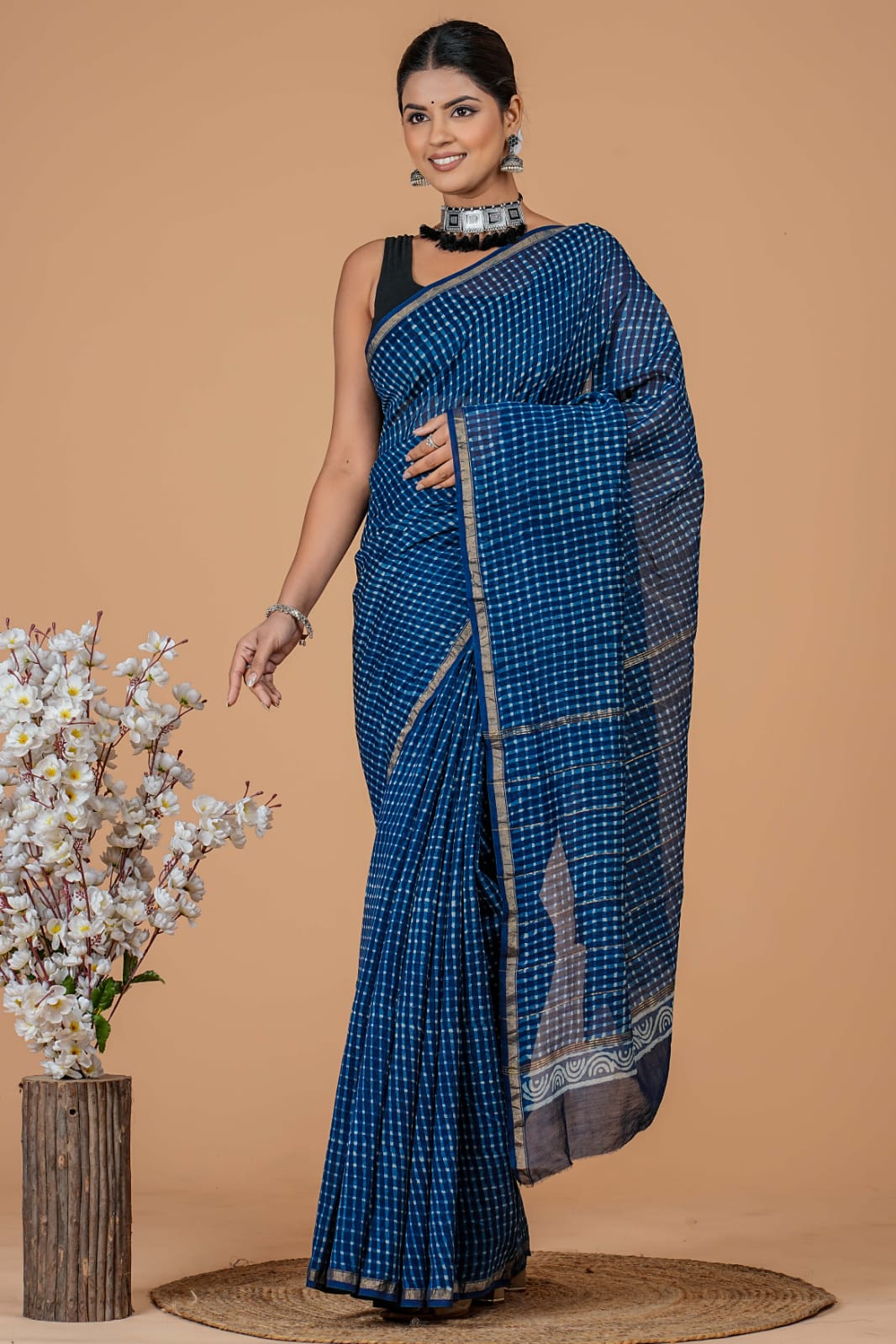 Beautiful Hand Block Printed Chanderi Silk Cotton Saree