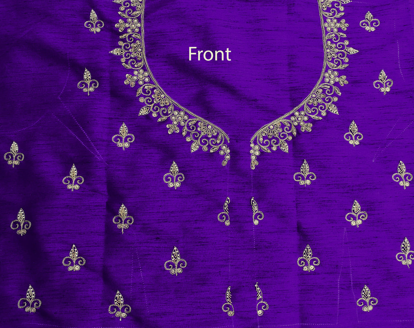 Intricate & Detailed Hand Zardozi, DaBka, Aari , Pearl & Sequin work Blouse Fabric on Art Silk Fabric