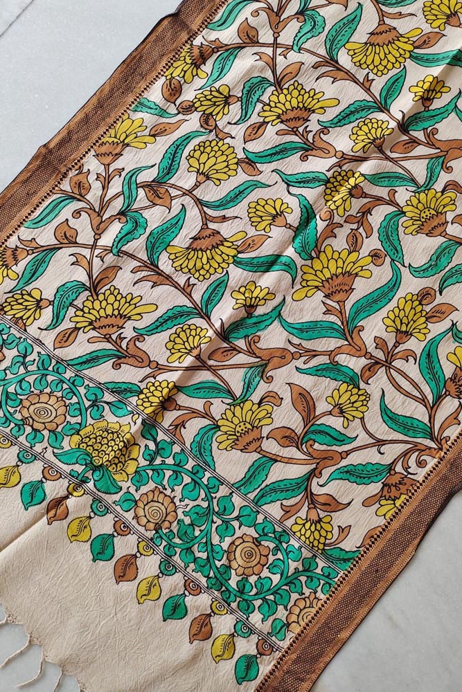 Beautiful Bangalore Cotton Silk Pen Kalamkari Dupatta