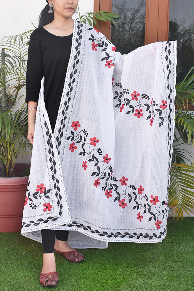Handcrafted Phool Patti Applique & Kota cotton dupatta
