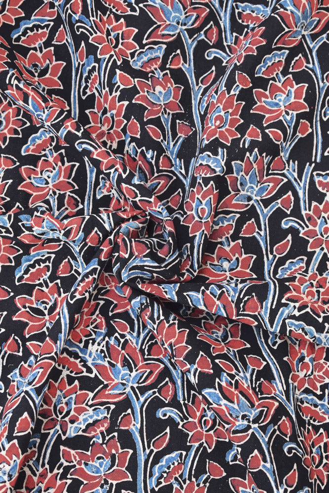 Ajrakh Hand Block Printed Cotton Fabric - 2.5 mtrs