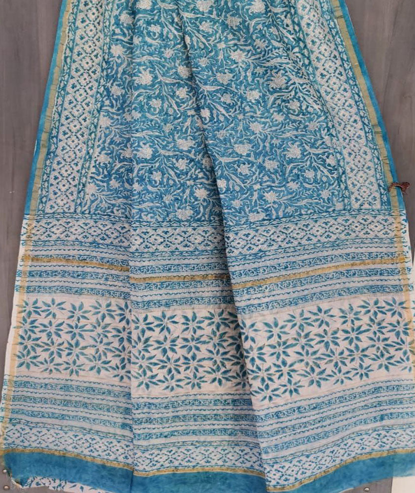 Beautiful Hand Block Printed Chanderi Silk Cotton Saree