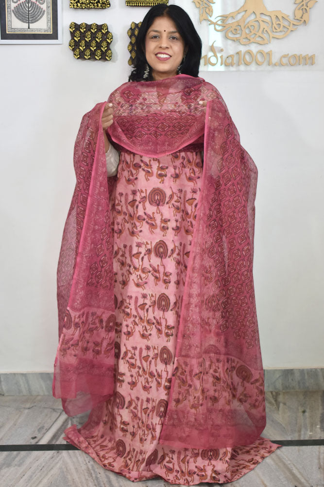 Beautiful Vanaspathi Ajrakh Pure cotton suit with Kota Doria dupatta