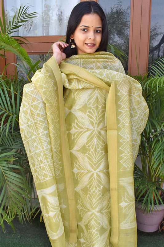 Premium Maheshwari Silk Cotton suits with Nui Shibori Work & Woven Zari Borders - 3 pc set