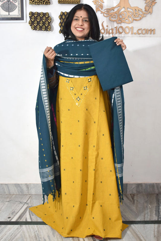 Elegant Handloom Cotton suit with cotton dupatta