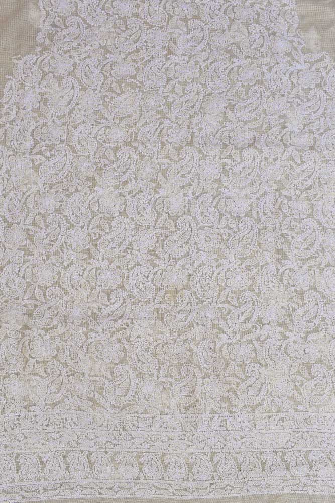 Hand Embroidered Lucknow Chikankari Work Kota Cotton Fabric( kurta fabric only)