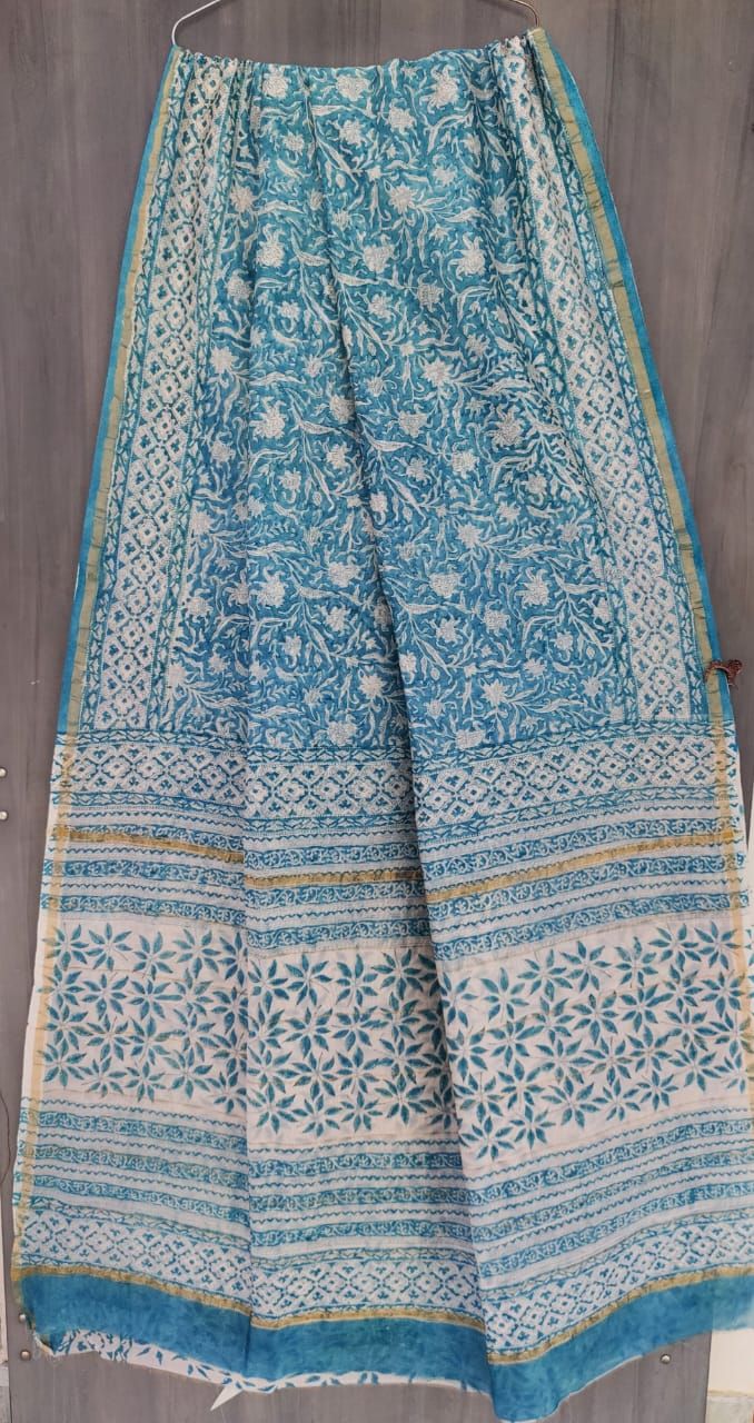 Beautiful Hand Block Printed Chanderi Silk Cotton Saree