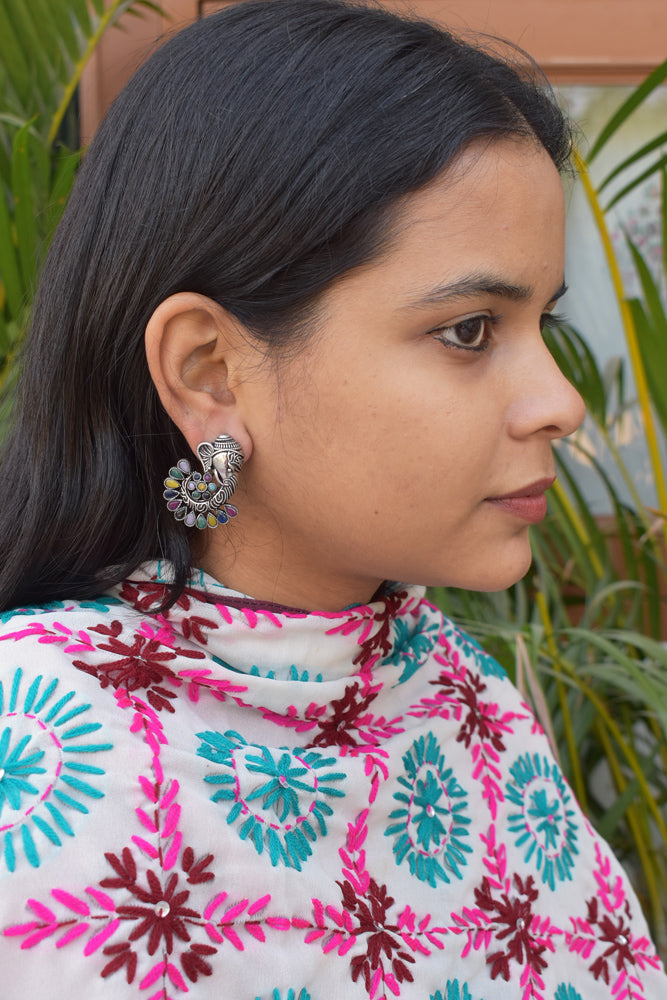 Elegant Antique finish German silver earrings