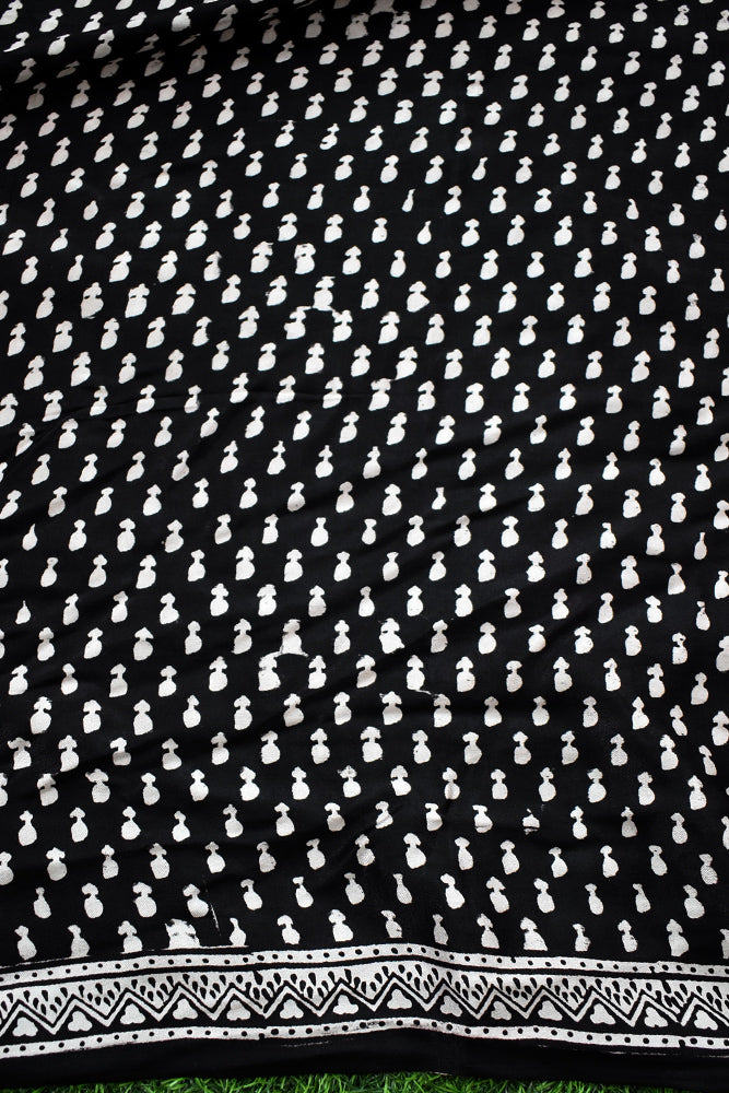 Bagh Hand Block Printed unstitched 3 pc Modal silk suit fabric with Lagdi patta from MP