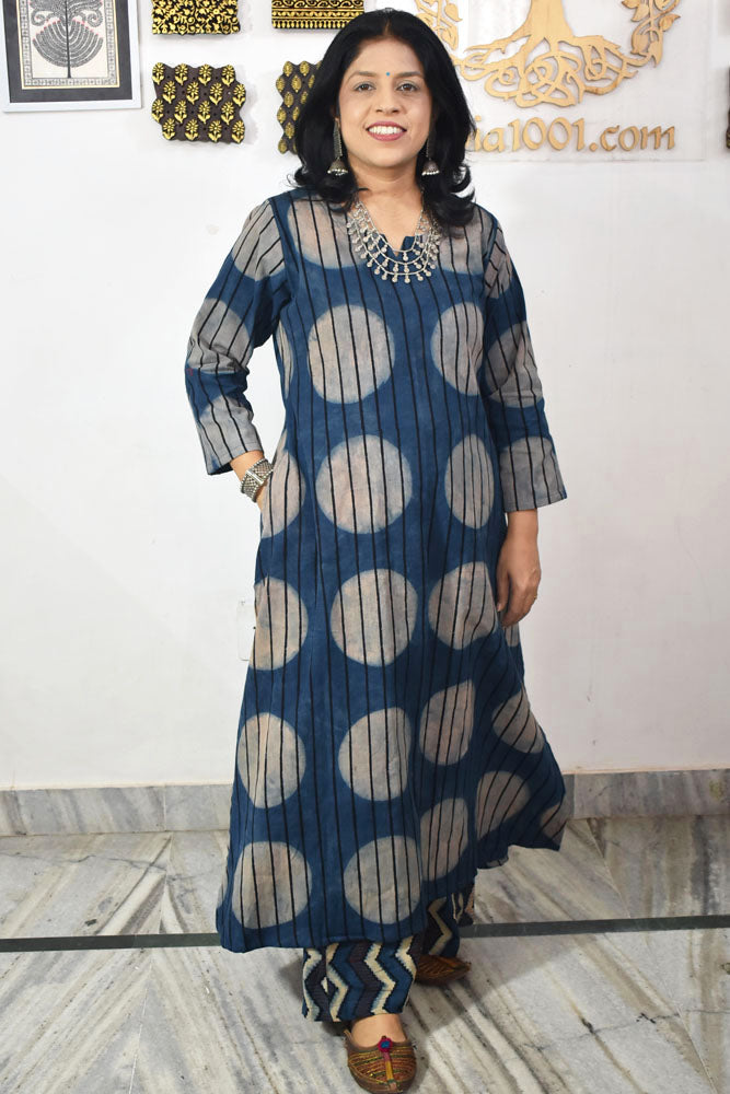 Elegant Ajrakh Organic Cotton Kurta and pant set - Sizes 38 - 44