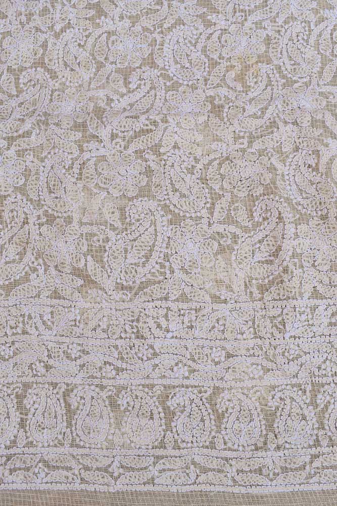 Hand Embroidered Lucknow Chikankari Work Kota Cotton Fabric( kurta fabric only)