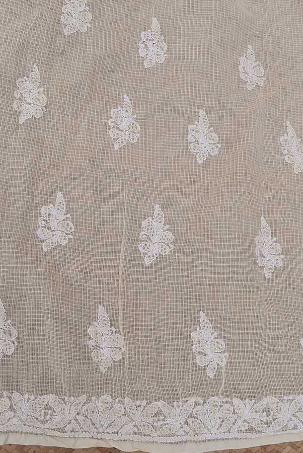 Hand Embroidered Lucknow Chikankari Work Kota Cotton Fabric( kurta fabric only)