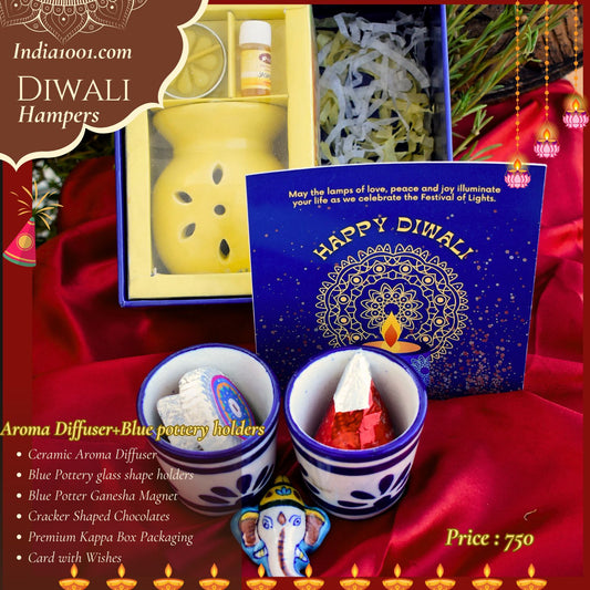 Aroma Diffuser+Blue pottery holders