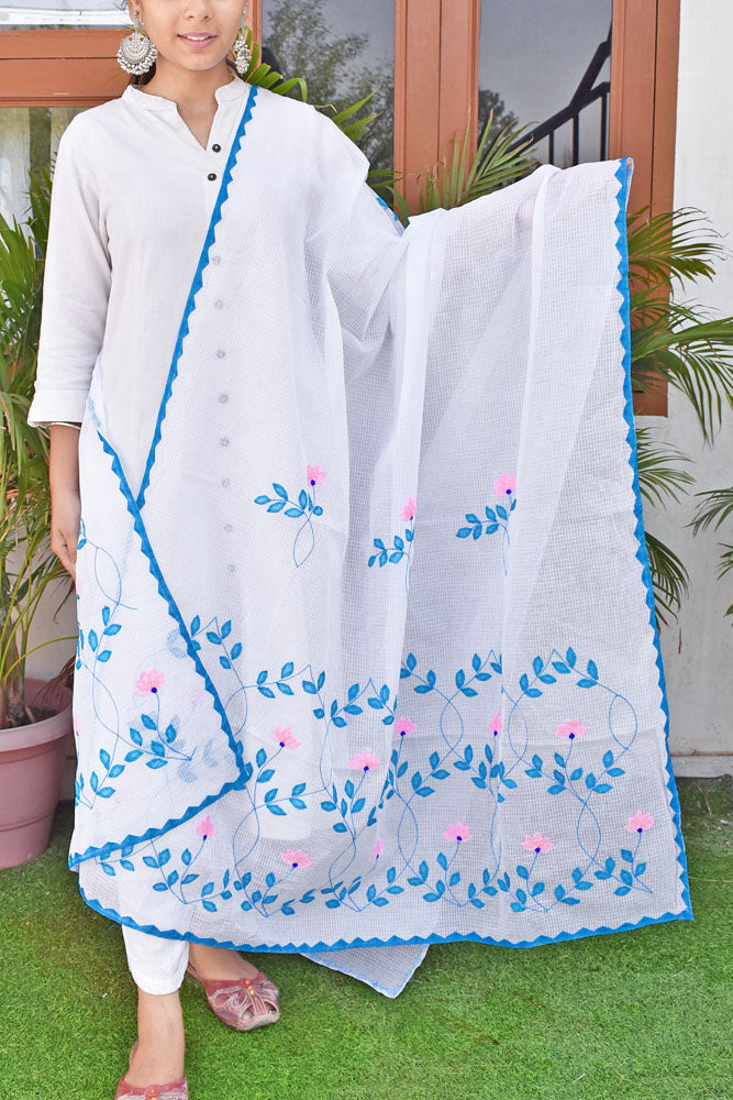 Handcrafted Phool Patti Applique Kota cotton dupatta