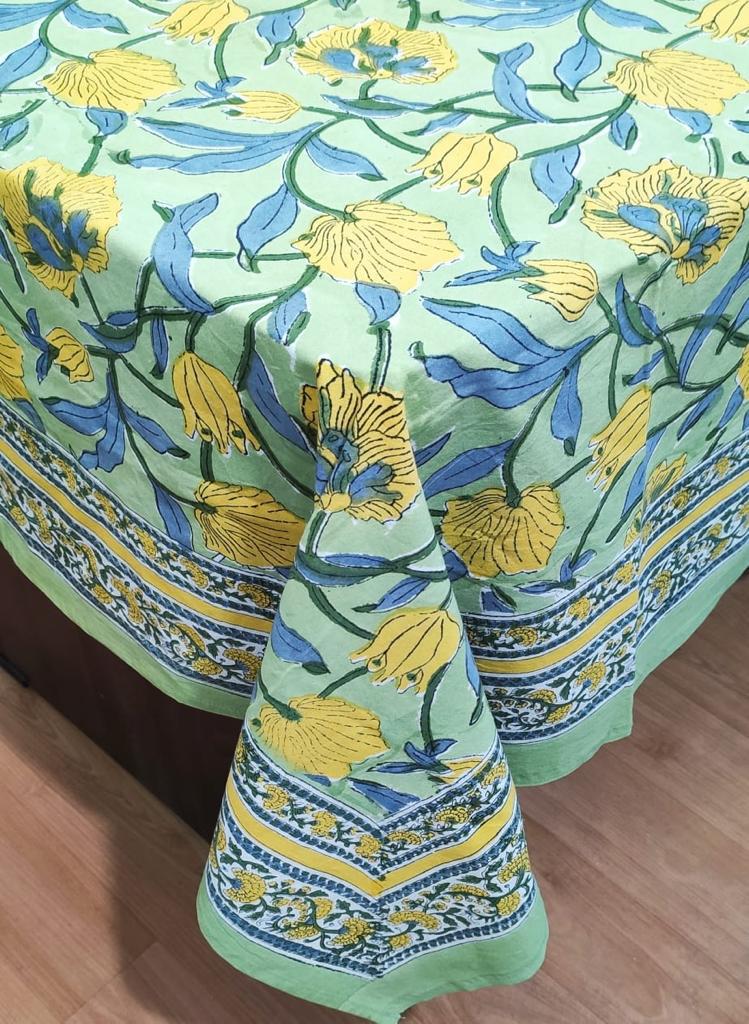 Hand Block Printed Cotton Table Cover ( Size 60 by 90 inches)